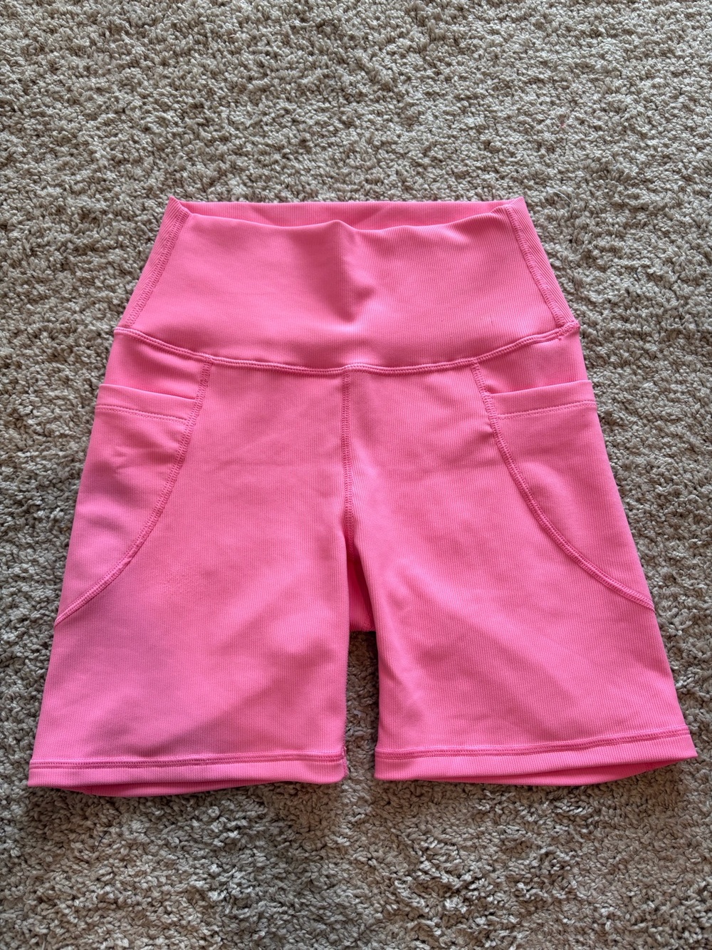 Wilo The Label Pink Base Ribbed Bike Short with Side Pockets